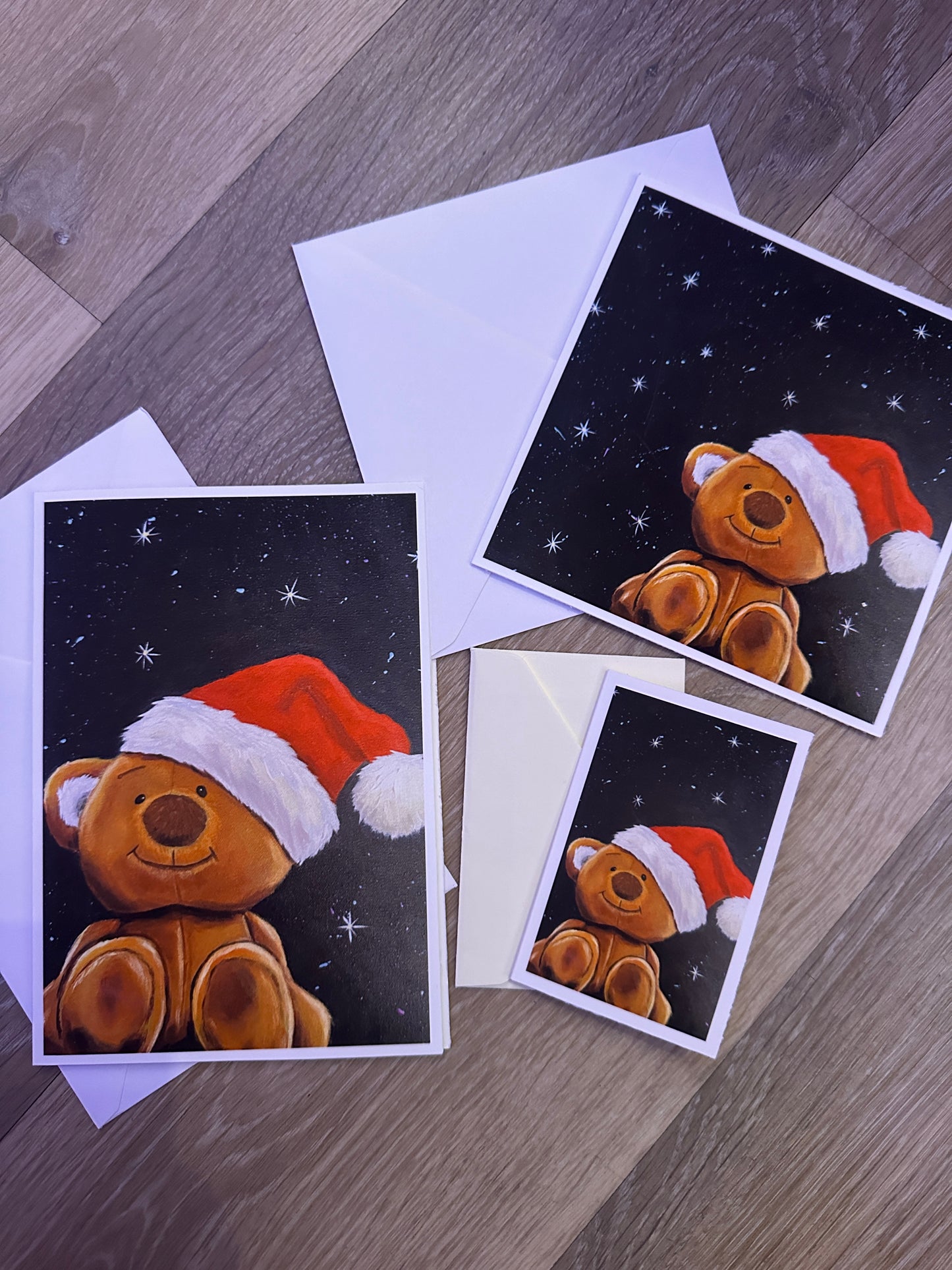 Starry Night Teddy Bear Christmas Greeting cards & Prints