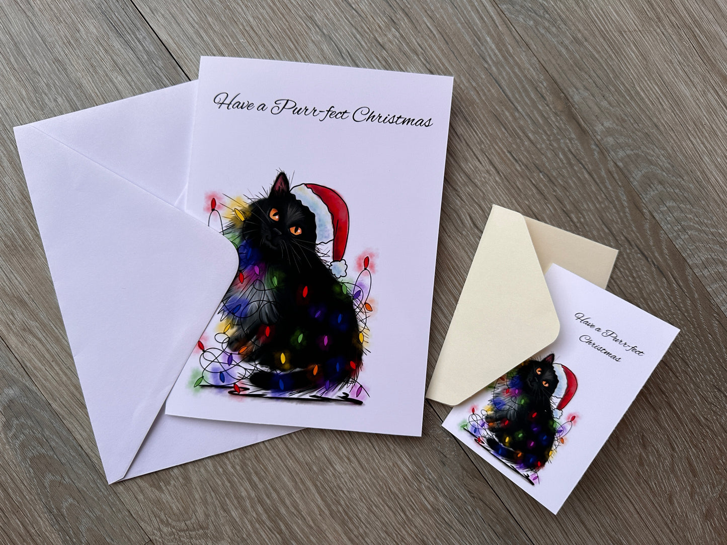 Black Cat Christmas Greeting cards & Prints