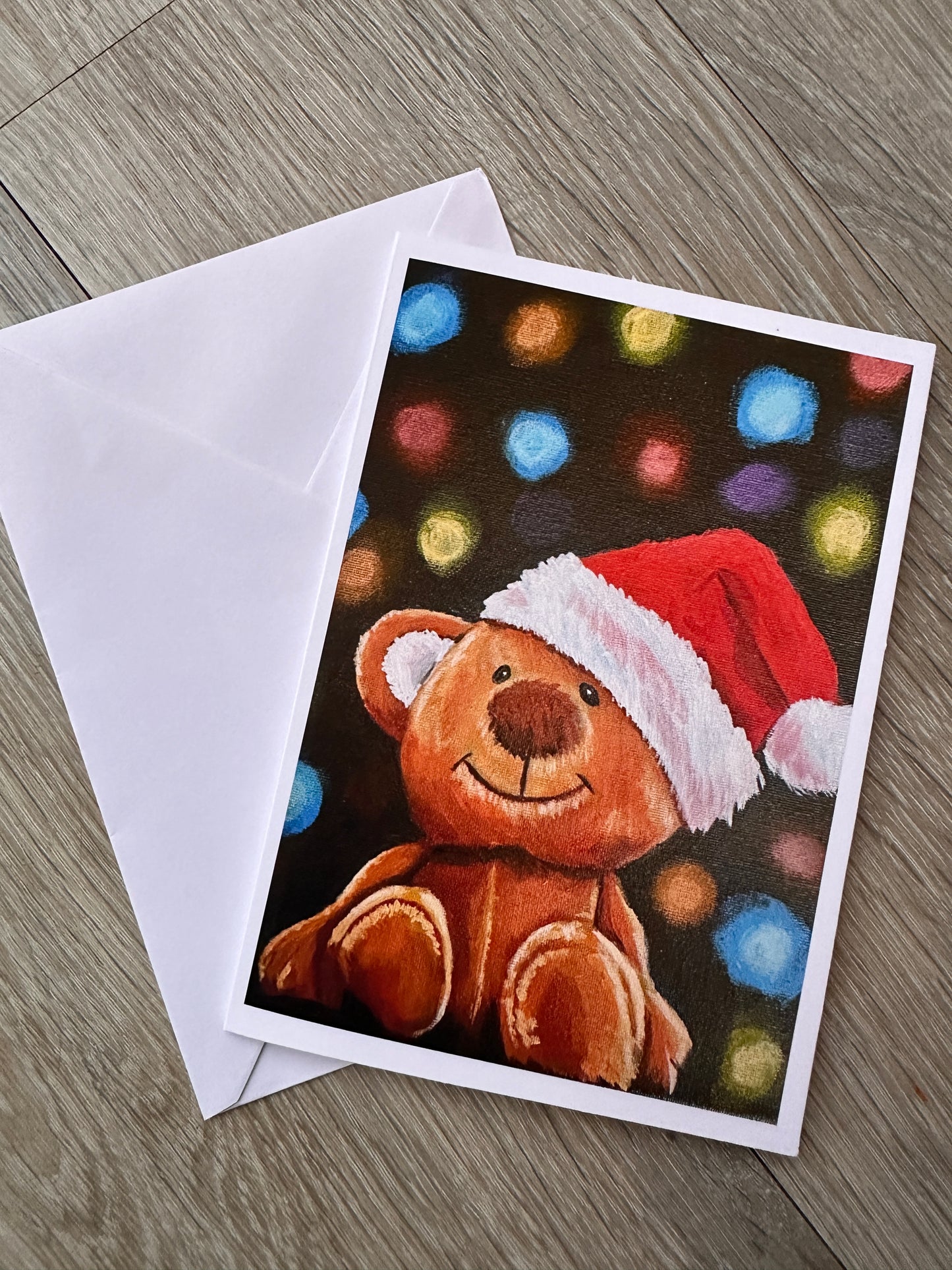 Fairy Light Teddy Bear Christmas Greeting cards & Prints