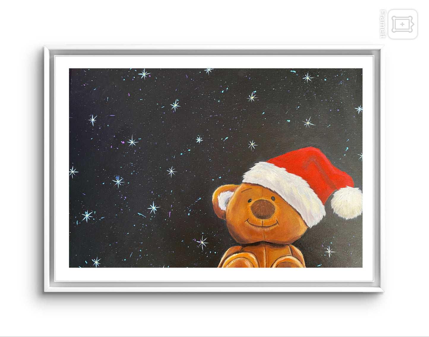 Starry Night Teddy Bear Christmas Greeting cards & Prints