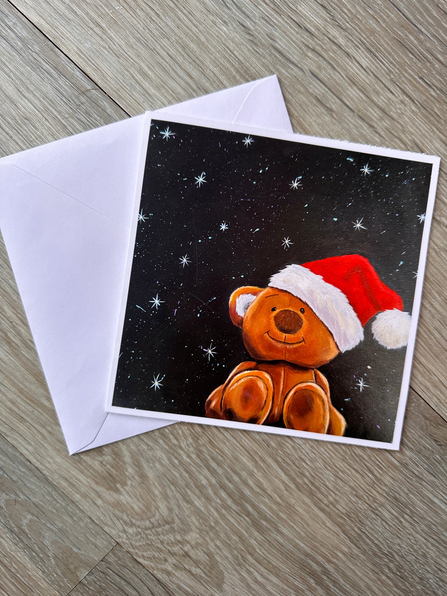 Starry Night Teddy Bear Christmas Greeting cards & Prints