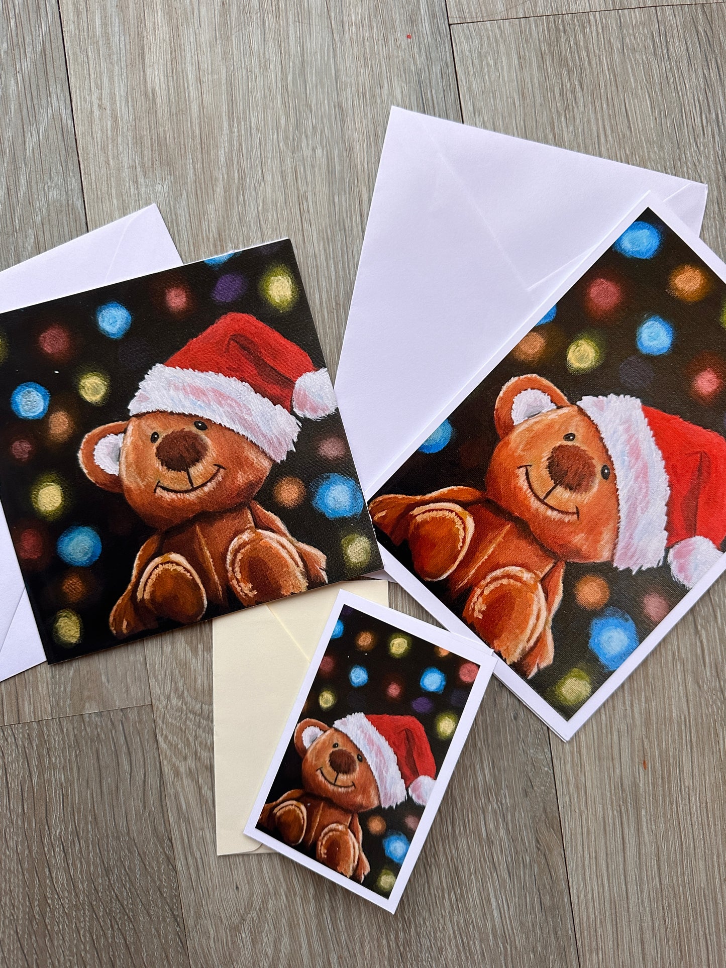 Fairy Light Teddy Bear Christmas Greeting cards & Prints