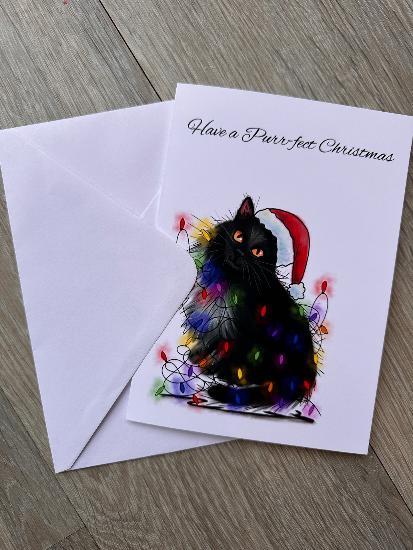 Black Cat Christmas Greeting cards & Prints