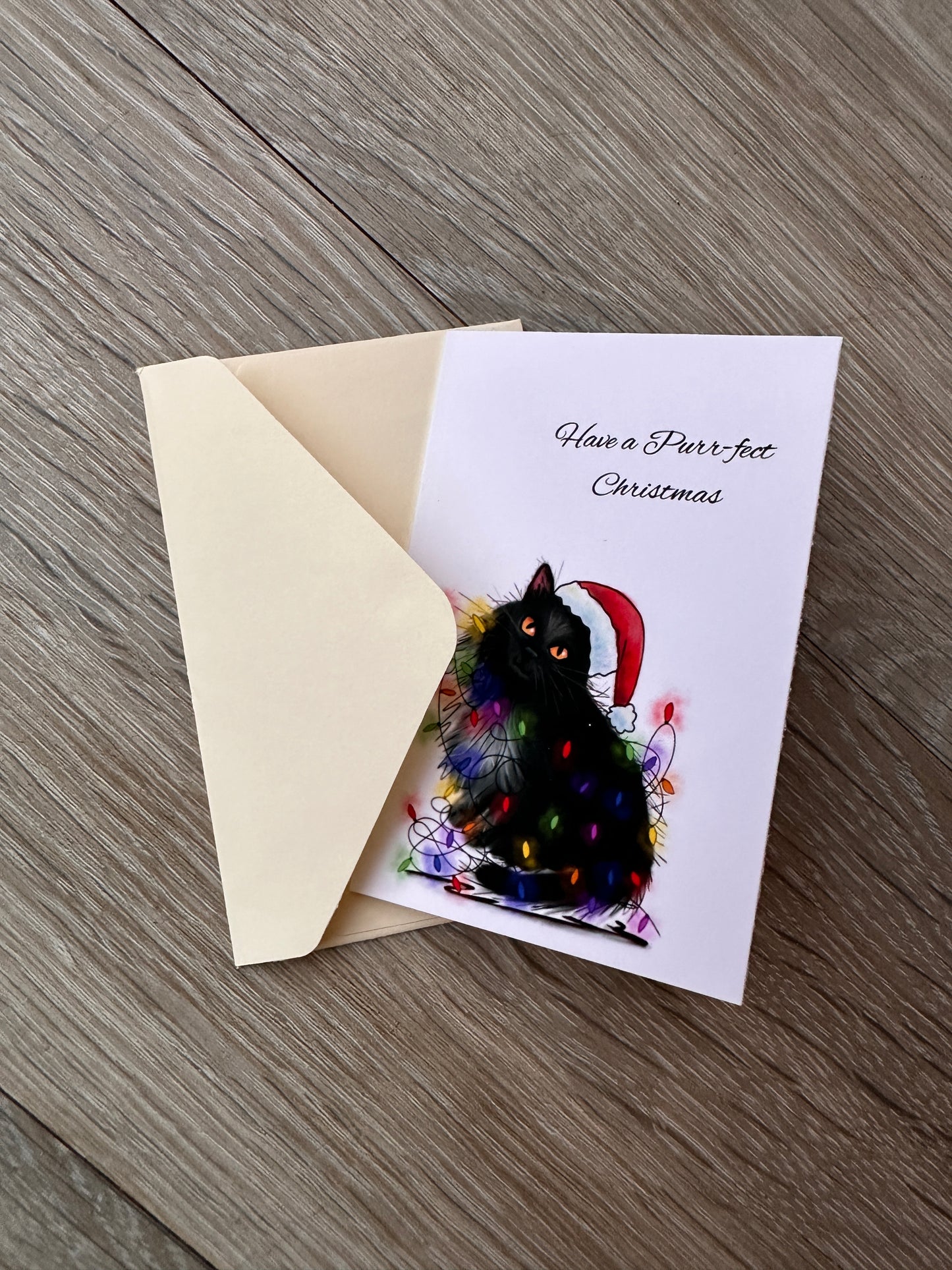 Black Cat Christmas Greeting cards & Prints