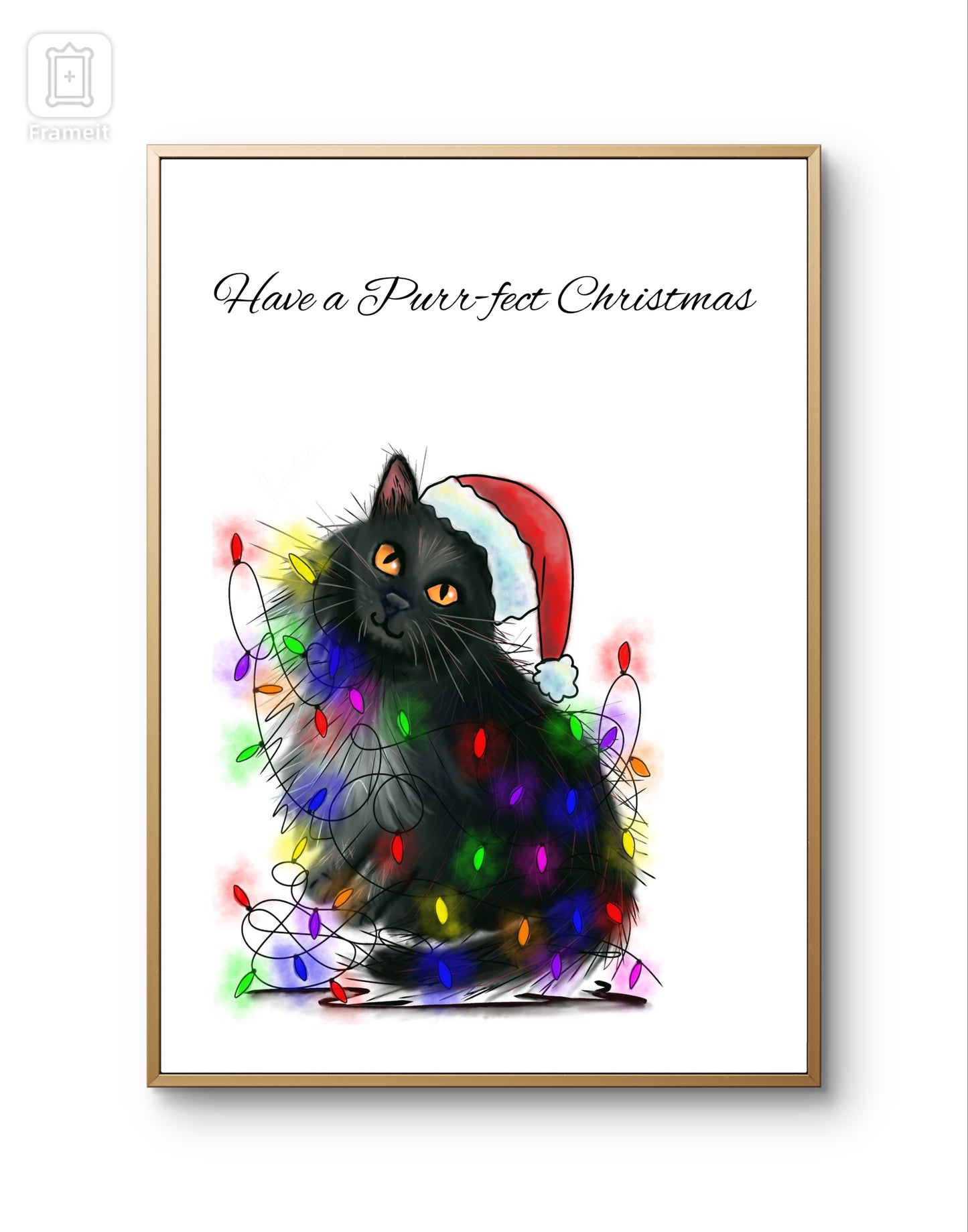 Black Cat Christmas Greeting cards & Prints