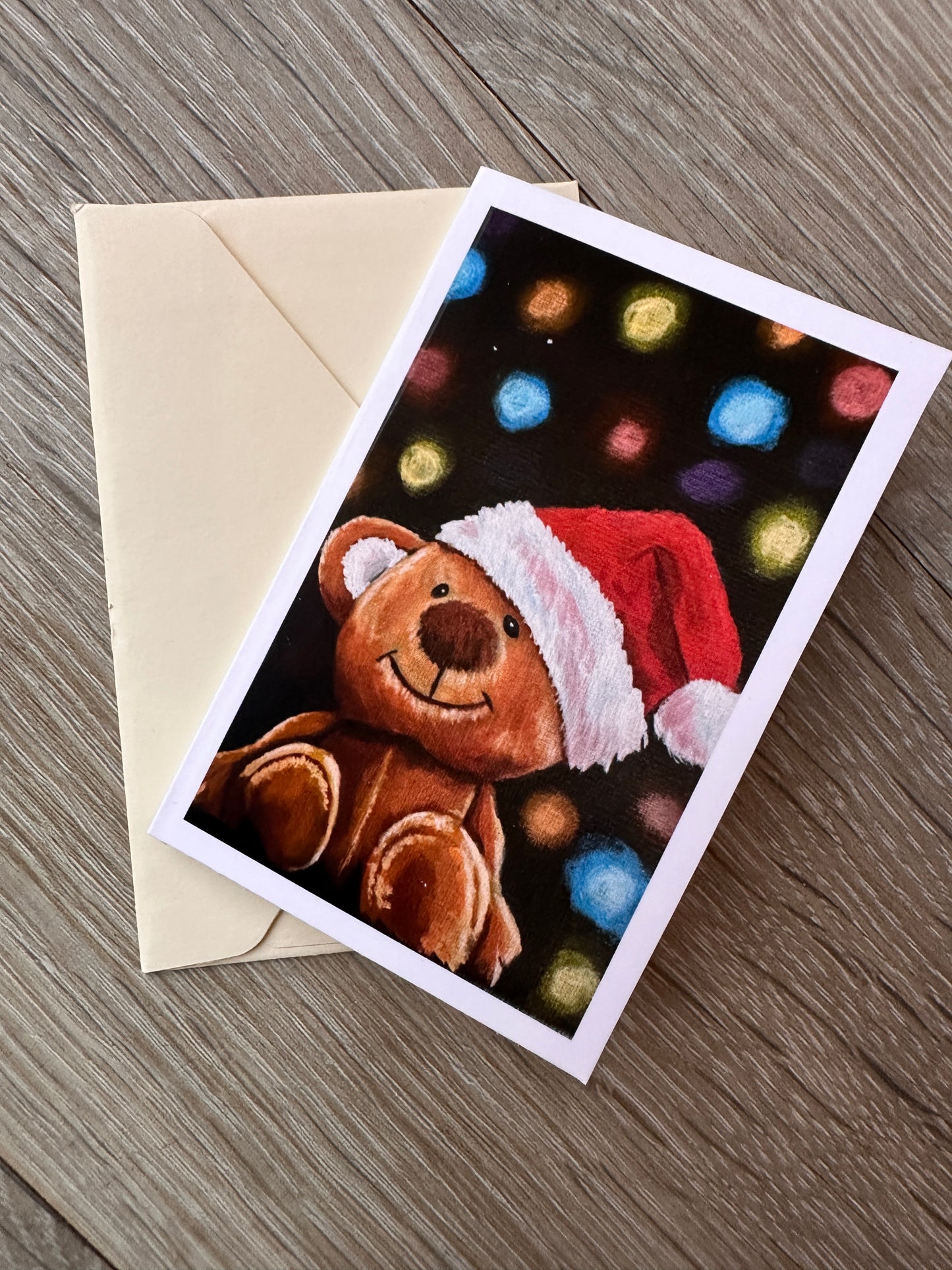 Fairy Light Teddy Bear Christmas Greeting cards & Prints