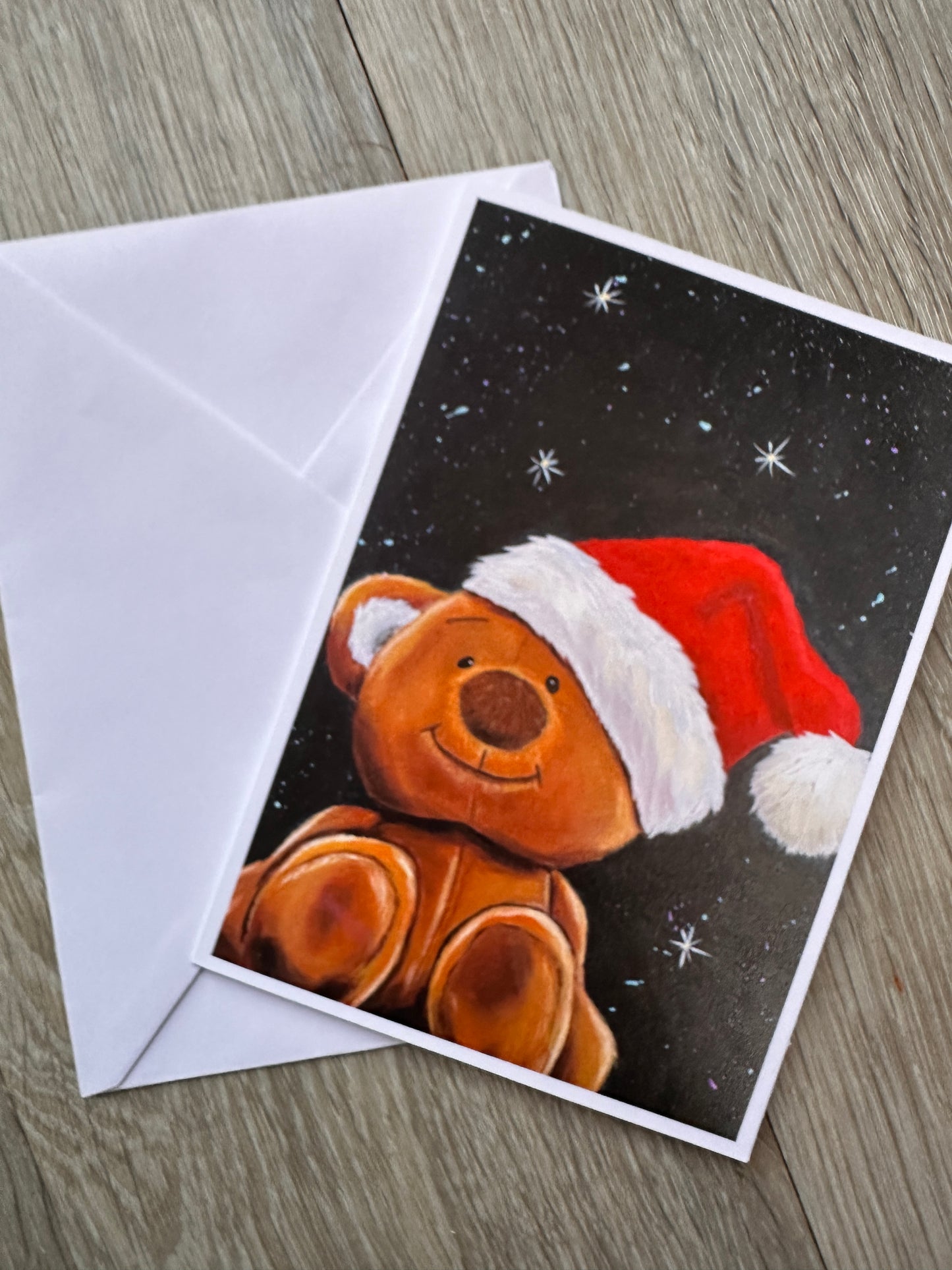 Starry Night Teddy Bear Christmas Greeting cards & Prints