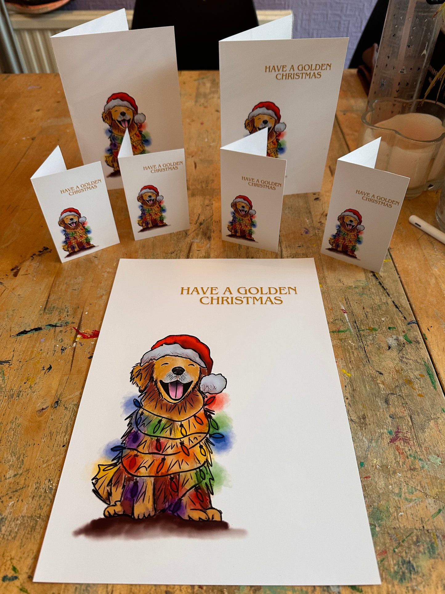 Golden Retriever Christmas Greeting cards & Prints